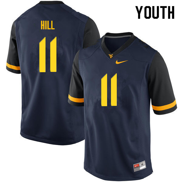 NCAA Youth Chase Hill West Virginia Mountaineers Navy #11 Nike Stitched Football College Authentic Jersey ZV23X07PS